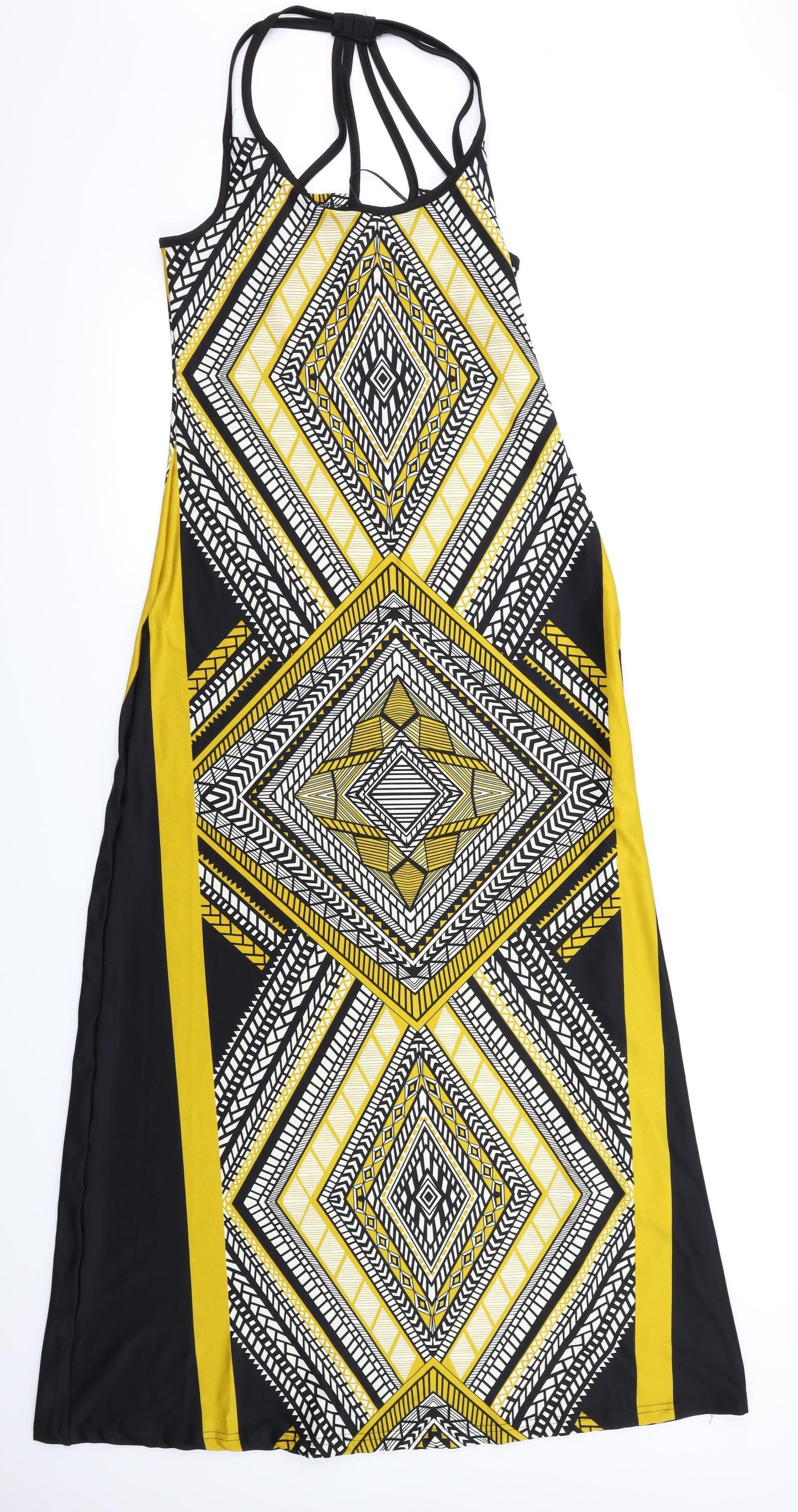 QED London Womens Yellow Argyle/Diamond  Fit & Flare  Size S