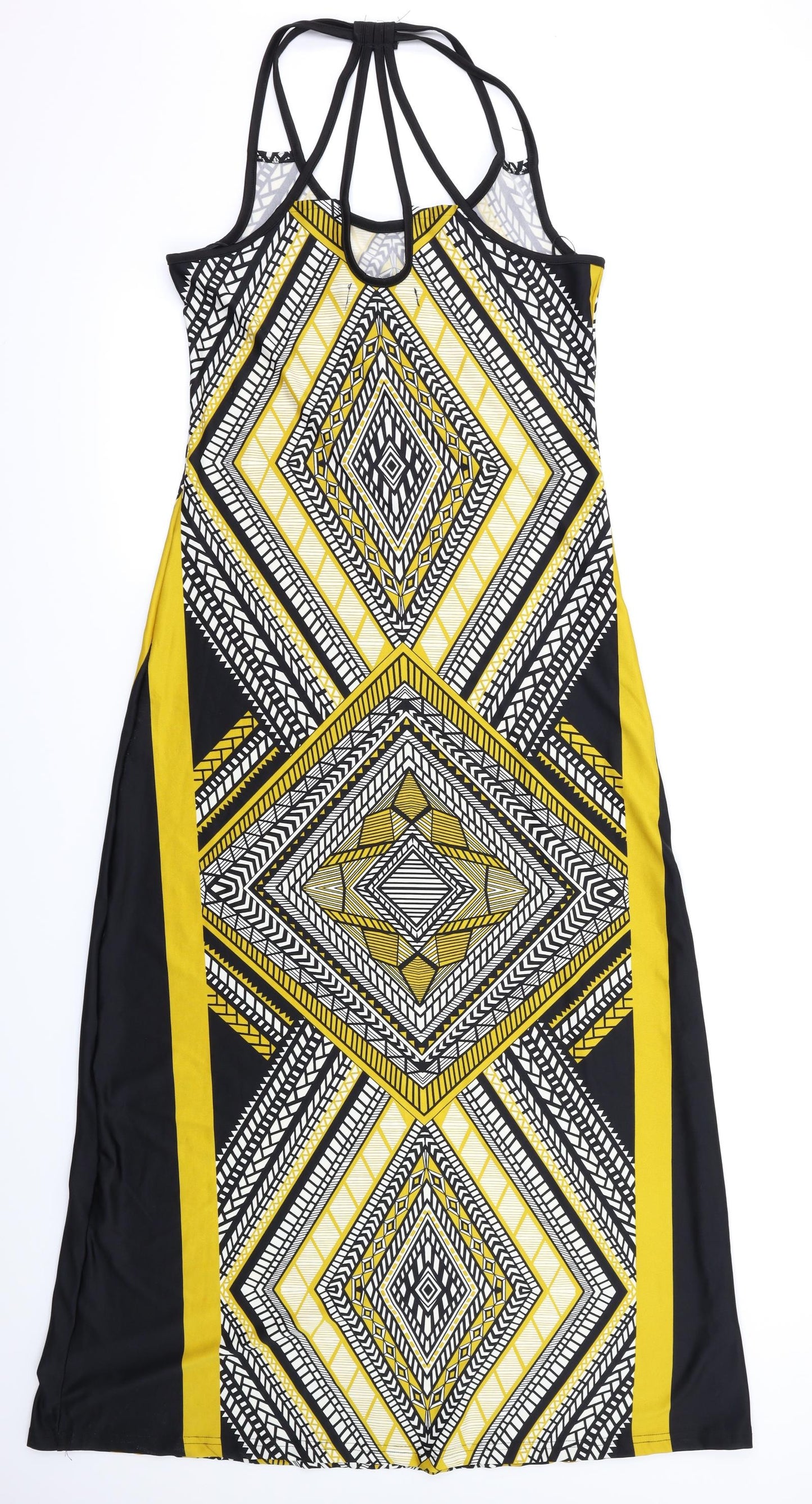 QED London Womens Yellow Argyle/Diamond  Fit & Flare  Size S