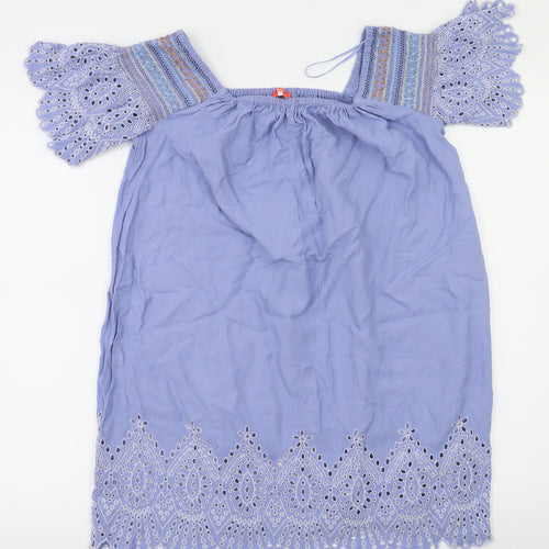Resort Womens Blue Floral  Basic Polo Size S