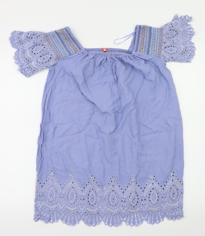 Resort Womens Blue Floral  Basic Polo Size S