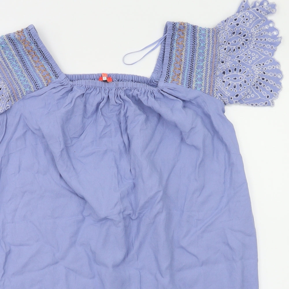 Resort Womens Blue Floral  Basic Polo Size S