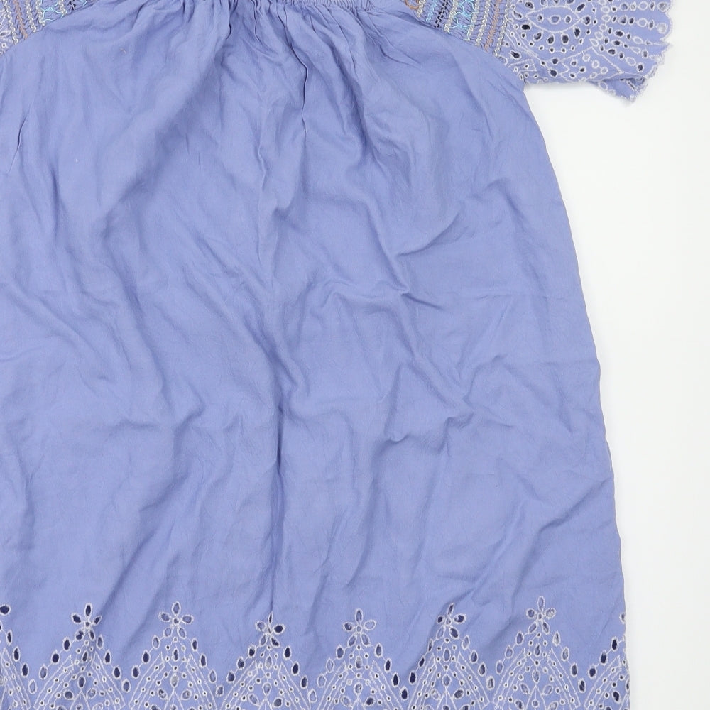 Resort Womens Blue Floral  Basic Polo Size S
