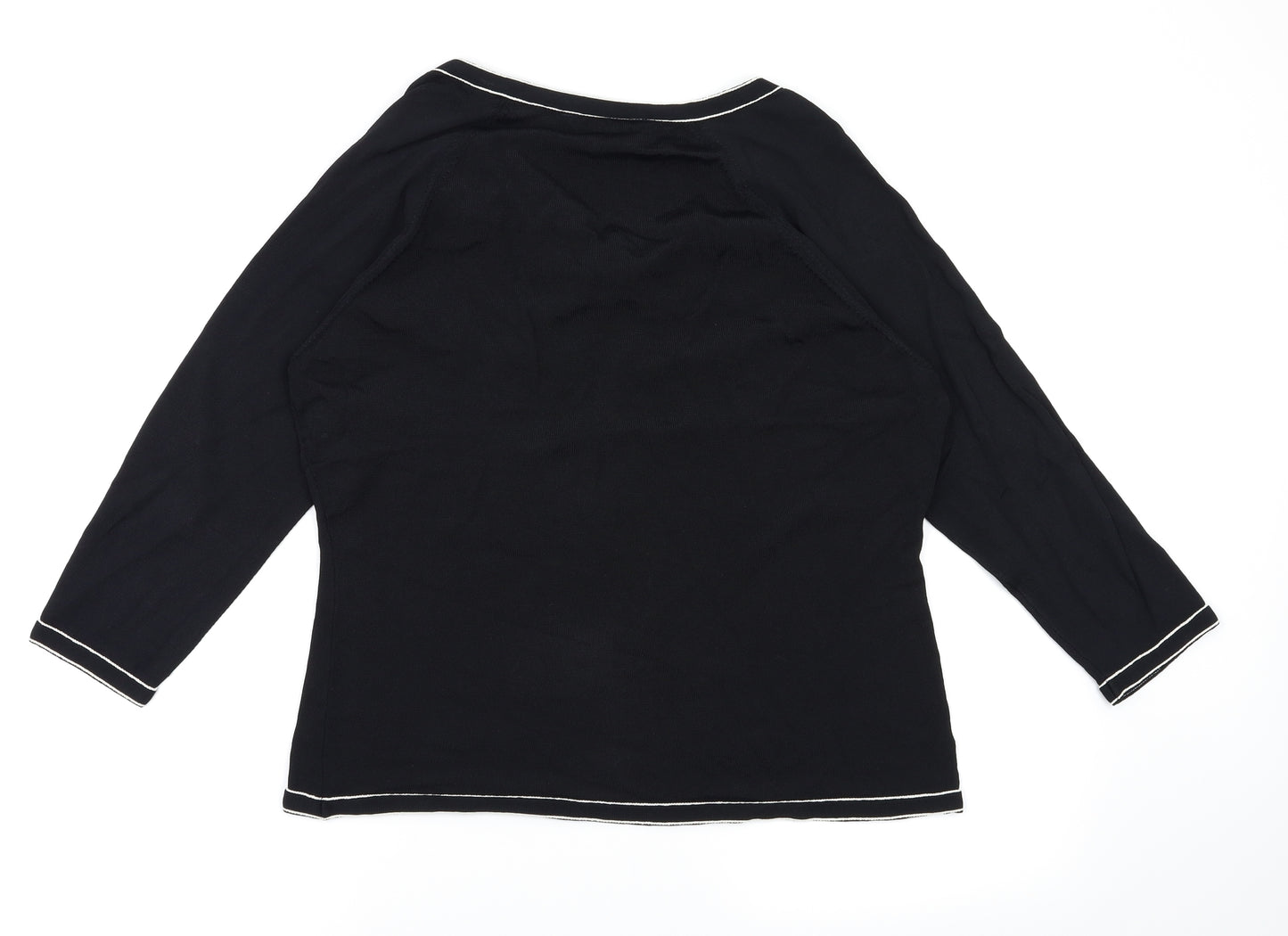 Debehams Womens Black Floral  Basic T-Shirt Size 16