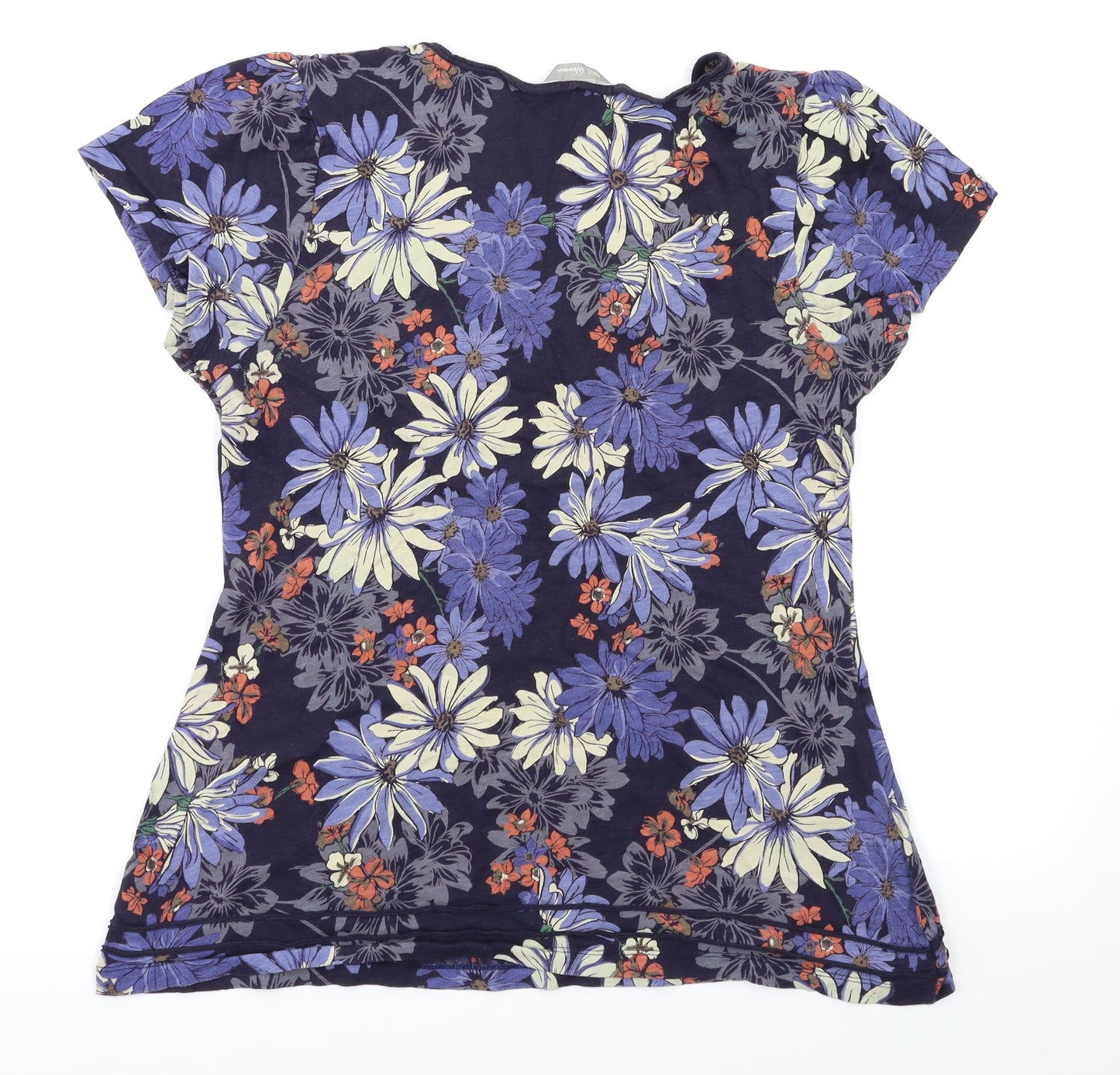 M&S  Womens Blue Floral  Basic T-Shirt Size 12