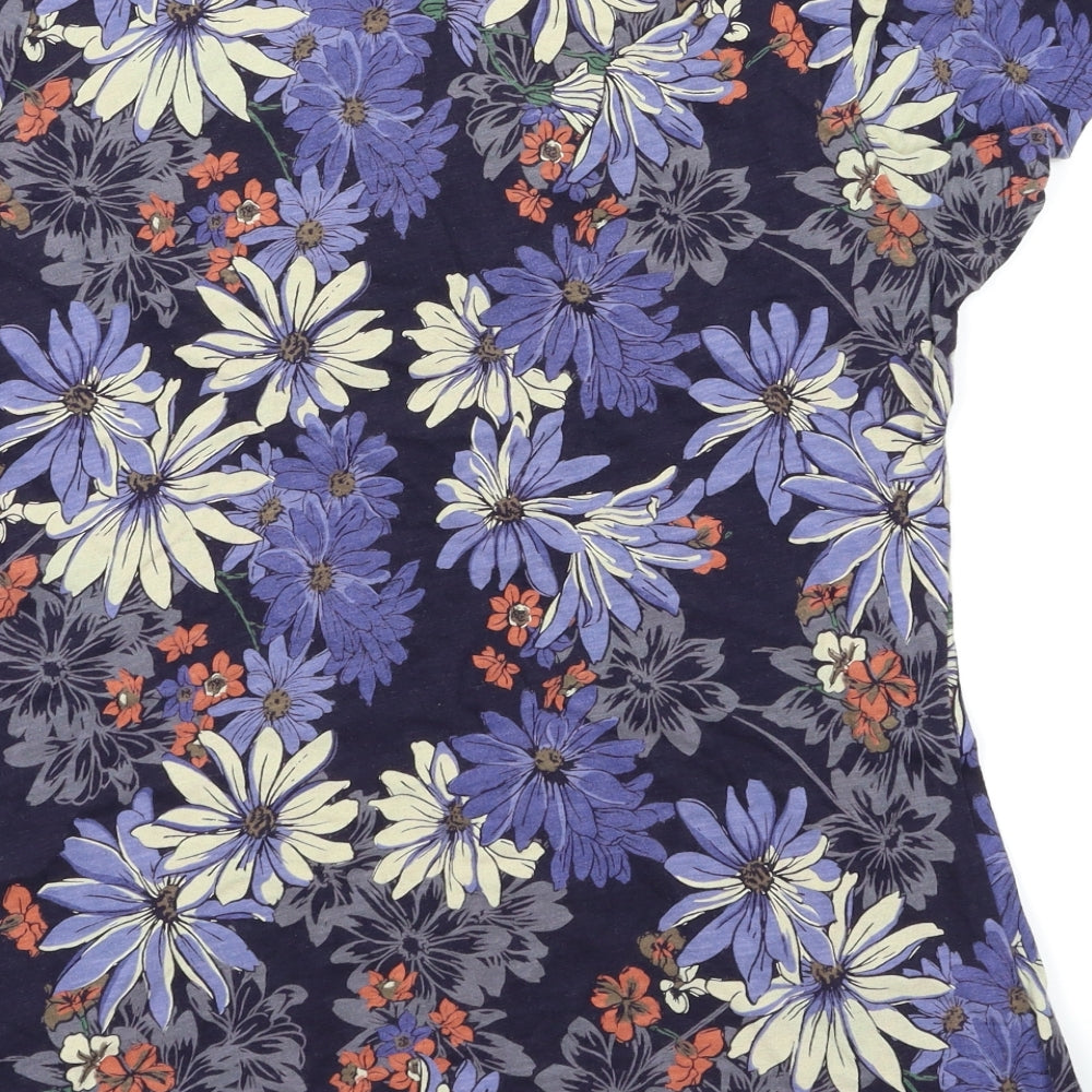 M&S  Womens Blue Floral  Basic T-Shirt Size 12