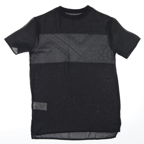 Preworn Womens Black Argyle/Diamond  Basic T-Shirt Size XS
