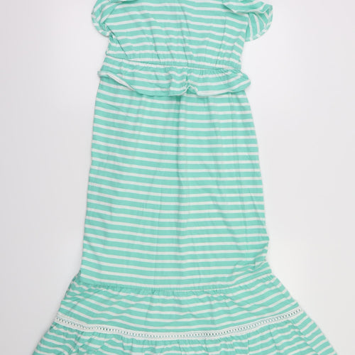 Matalan Girls Green Striped  Fit & Flare  Size 12 Years