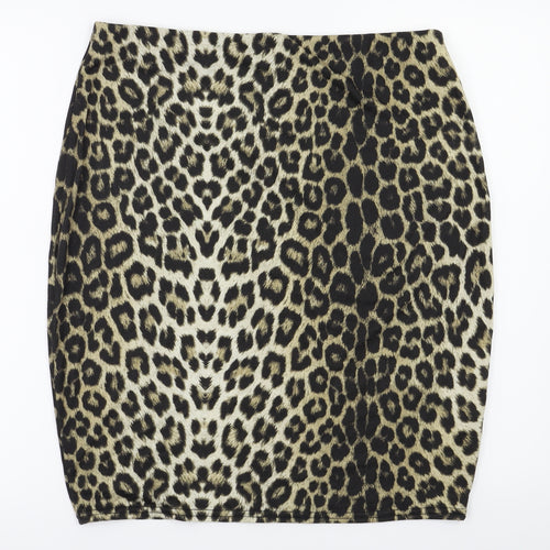 Dorothy Perkins  Womens Brown Animal Print  A-Line Skirt Size 14  - Stretch waistband