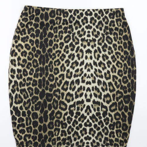 Dorothy Perkins  Womens Brown Animal Print  A-Line Skirt Size 14  - Stretch waistband