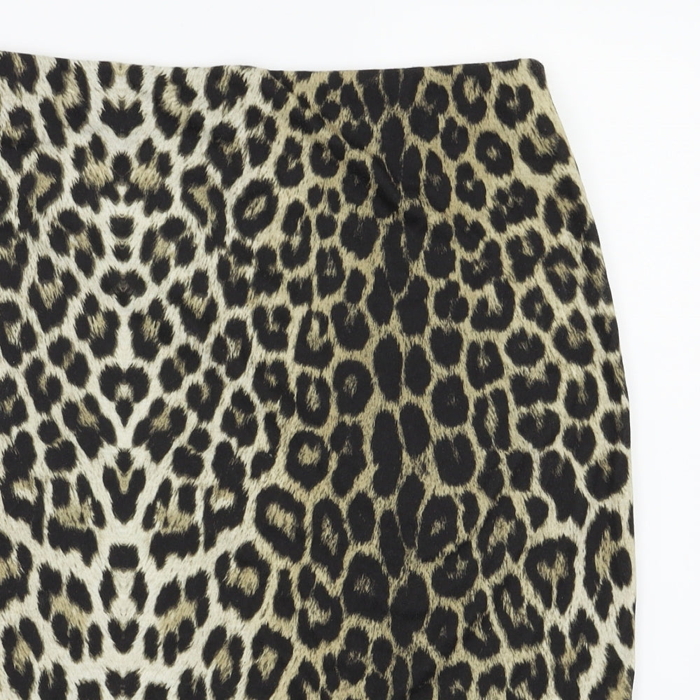 Dorothy Perkins  Womens Brown Animal Print  A-Line Skirt Size 14  - Stretch waistband