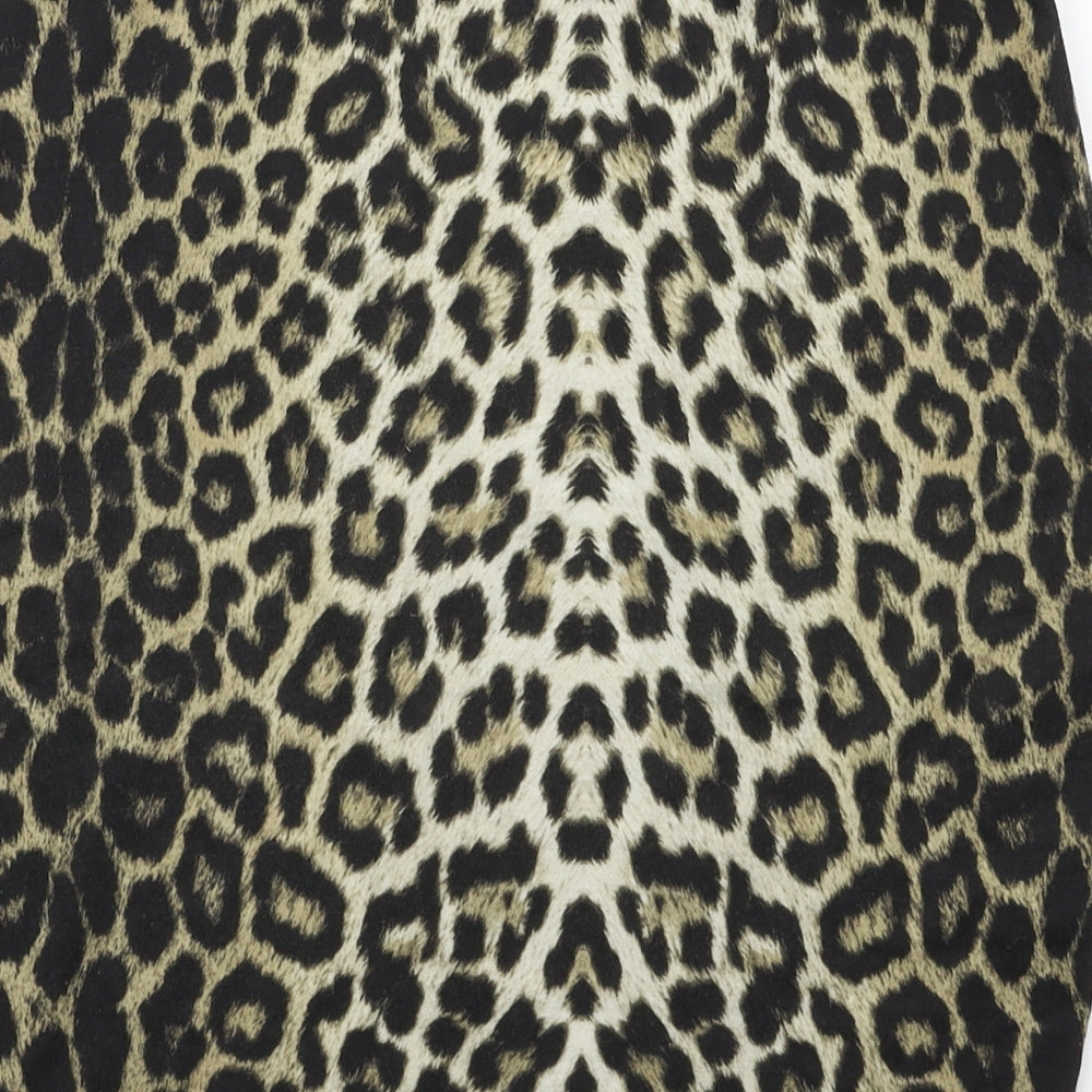 Dorothy Perkins  Womens Brown Animal Print  A-Line Skirt Size 14  - Stretch waistband