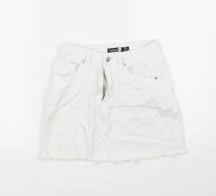 Boohoo Womens White A-Line Skirt Size 8