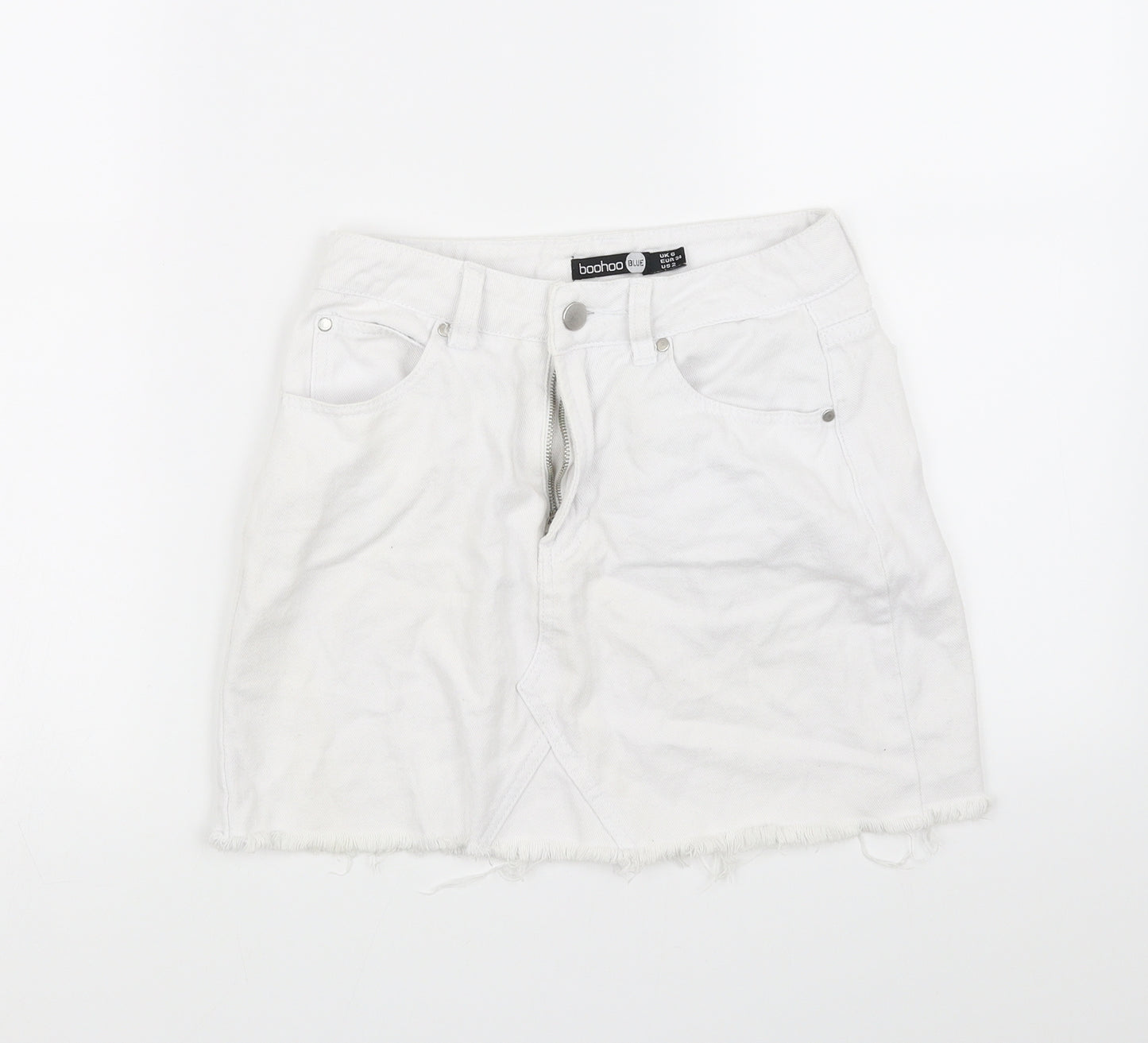 Boohoo Womens White   A-Line Skirt Size 8