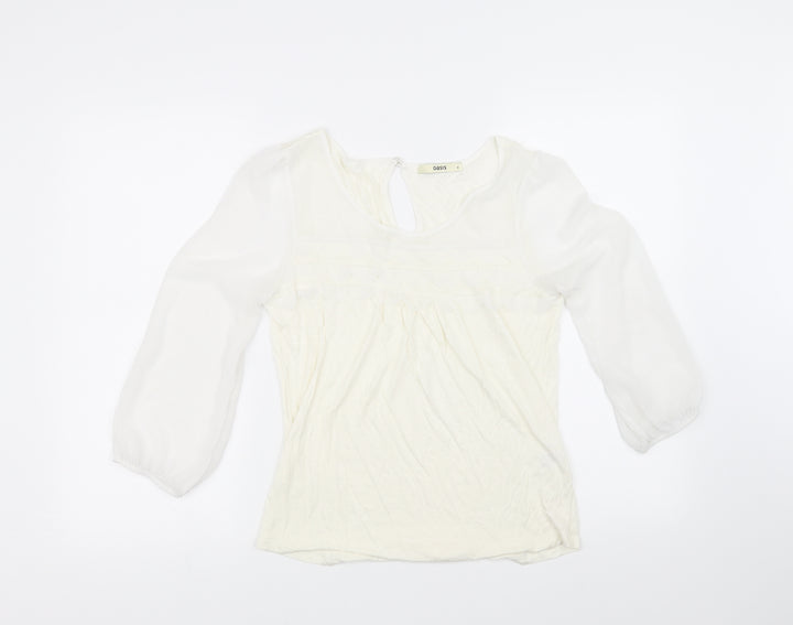 Oasis Womens White   Basic T-Shirt Size 8