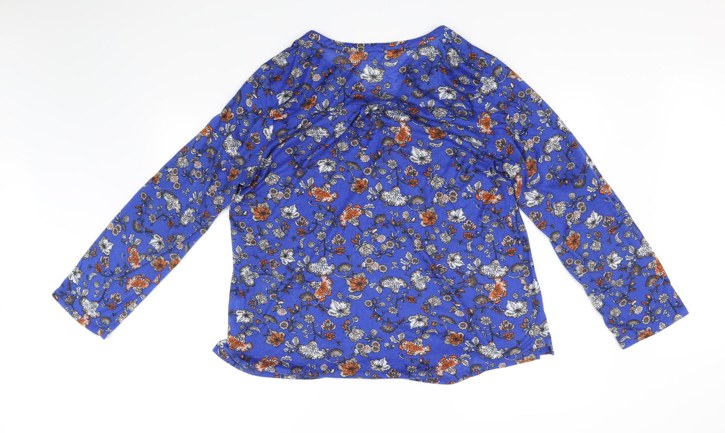 Encuentro Womens Blue Floral  Basic Blouse Size XL