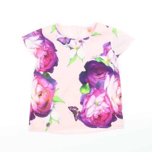 Baker Girls Pink Floral  Basic T-Shirt Size 8-9 Years