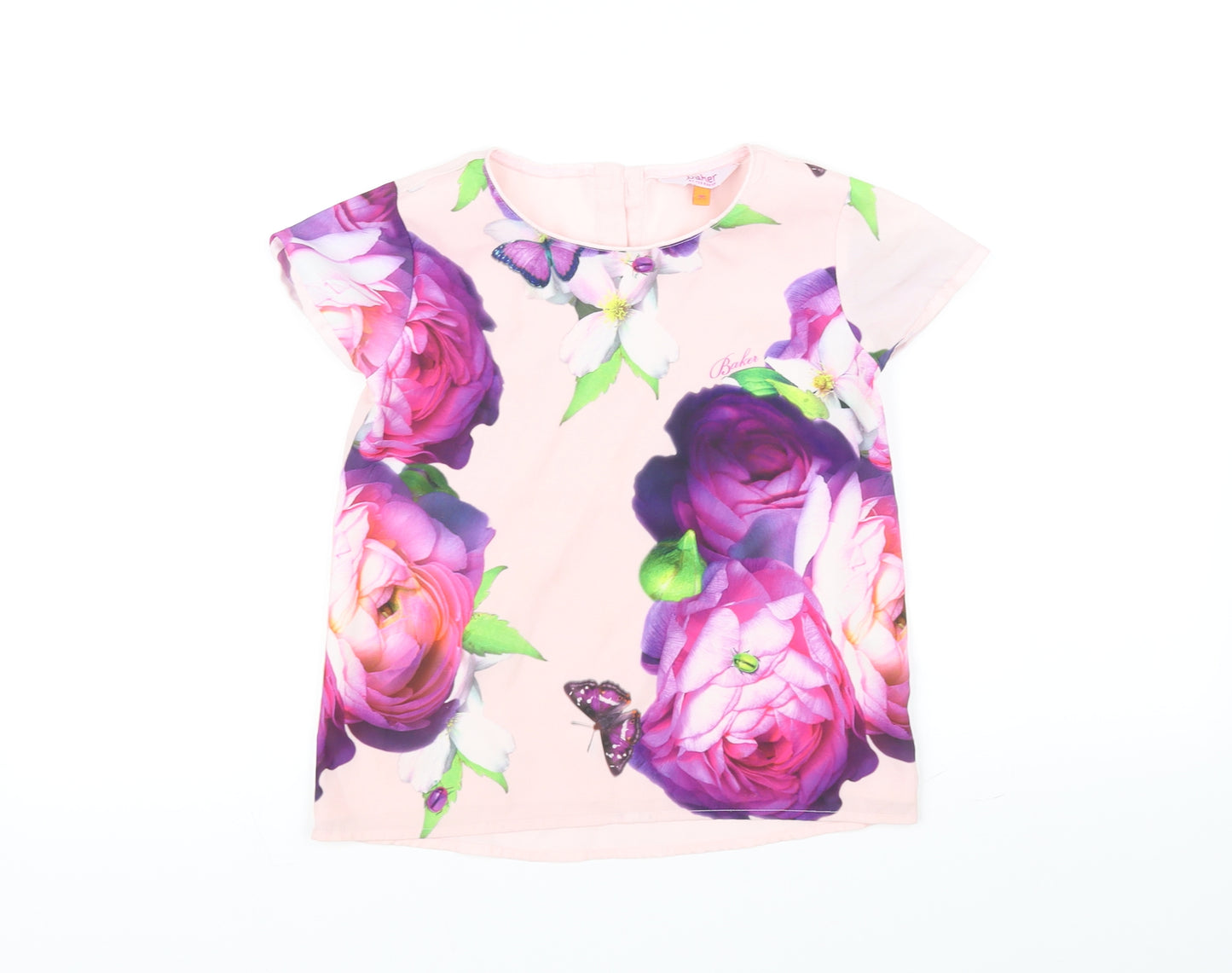Baker Girls Pink Floral  Basic T-Shirt Size 8-9 Years