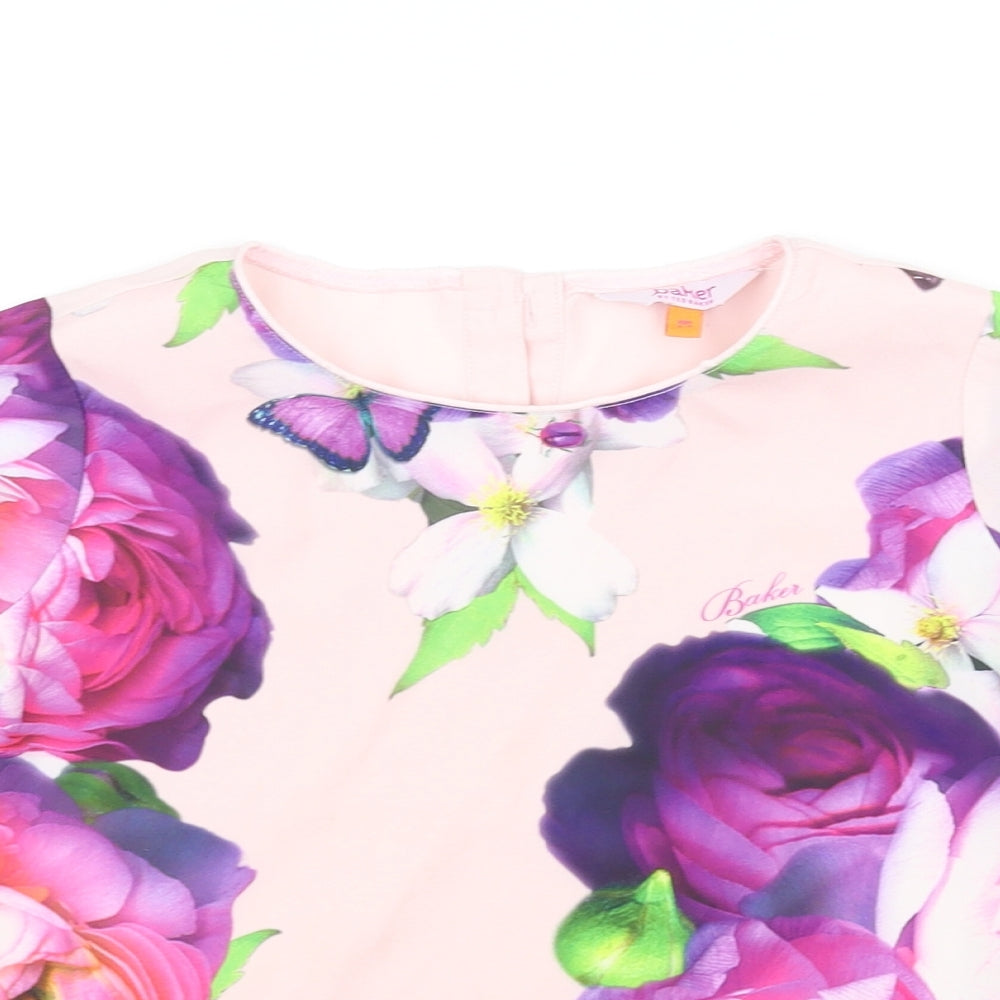 Baker Girls Pink Floral  Basic T-Shirt Size 8-9 Years