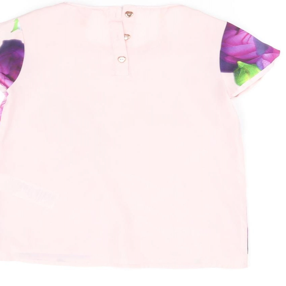 Baker Girls Pink Floral  Basic T-Shirt Size 8-9 Years