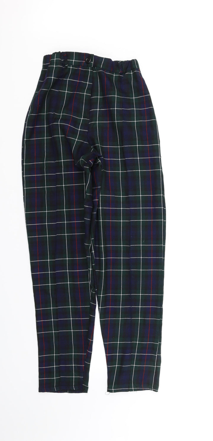 herts & bows Girls Green Check  Chino Trousers Size 6 Years