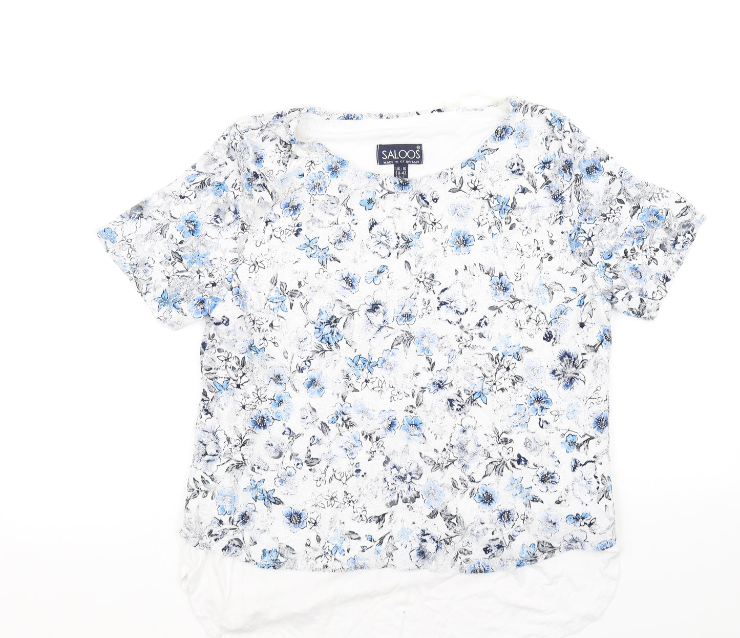 saloons Womens White Floral  Basic T-Shirt Size 16