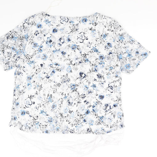 saloons Womens White Floral  Basic T-Shirt Size 16
