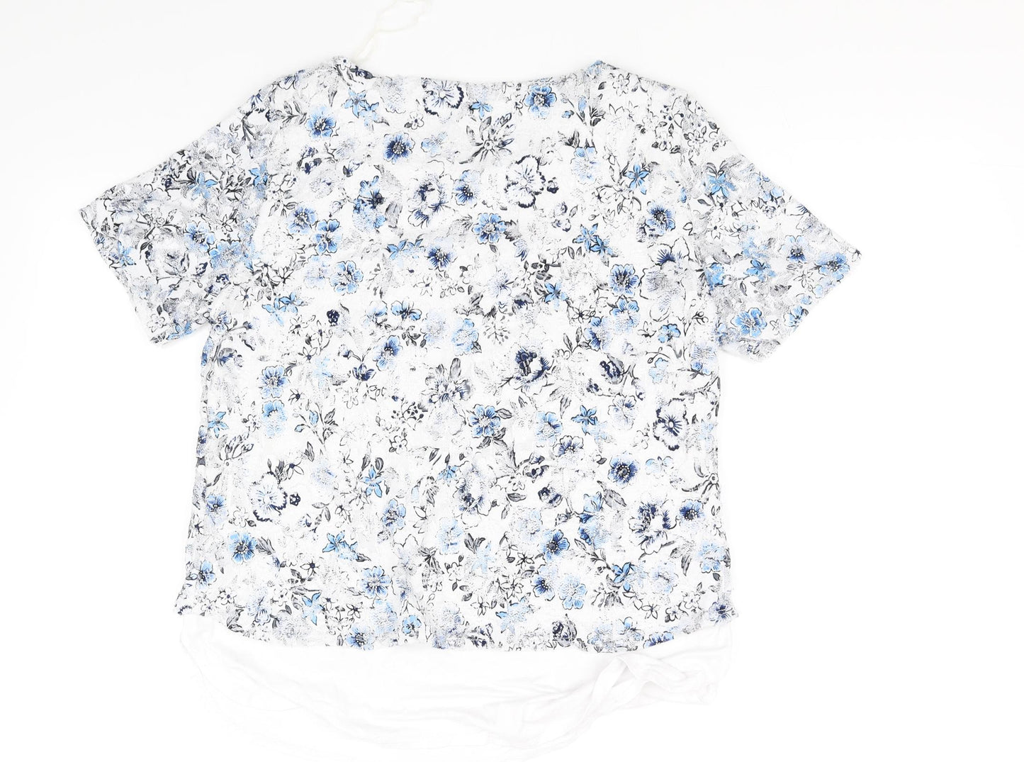 saloons Womens White Floral  Basic T-Shirt Size 16