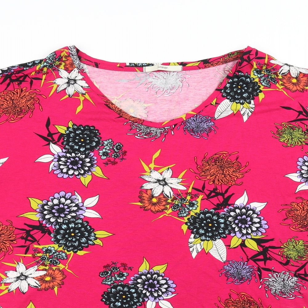 George Womens Red Floral  Basic T-Shirt Size 18