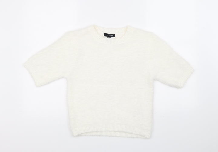 New Look Womens White Pullover Jumper Size M