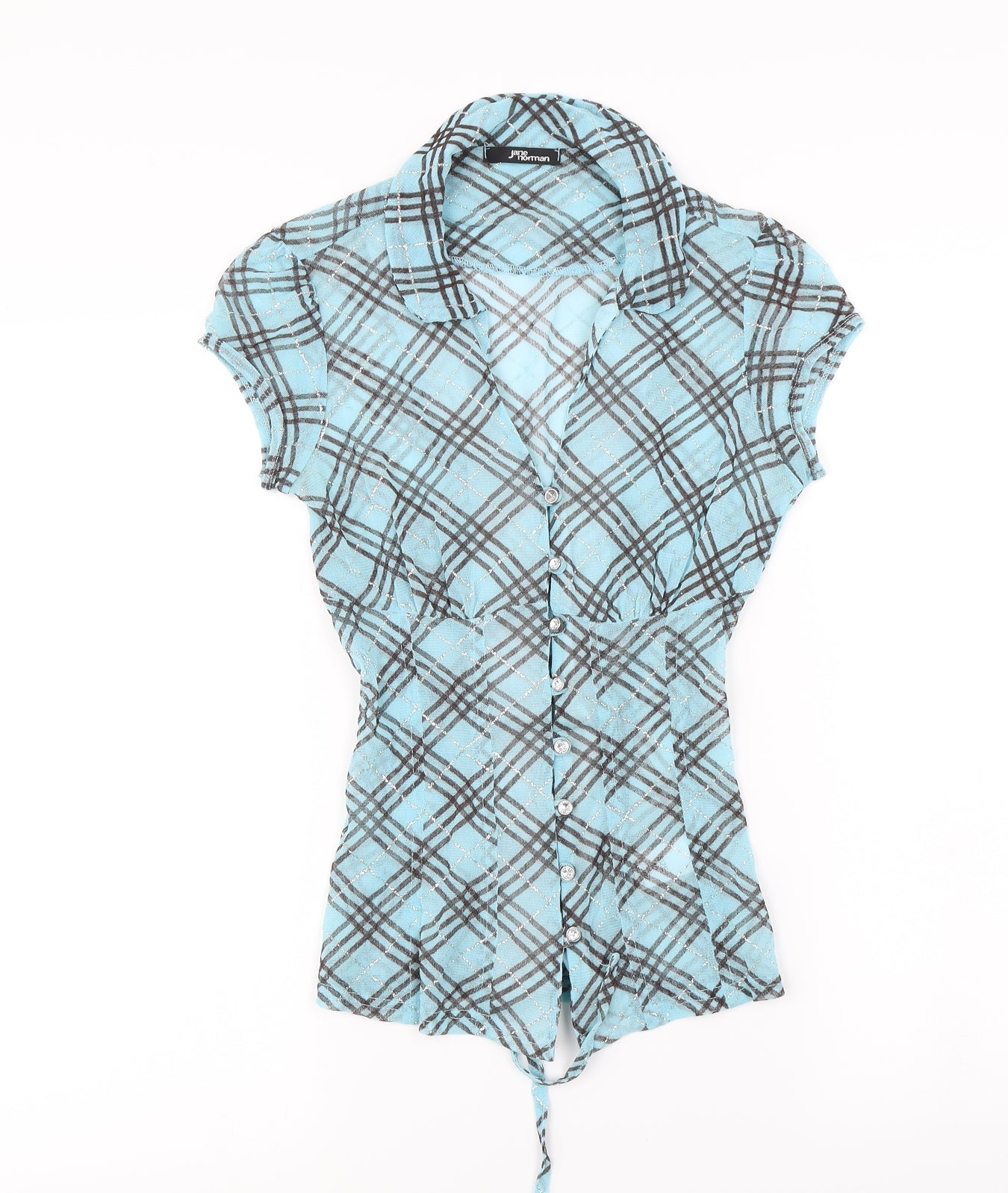 Jane Norman Womens Blue Check  Basic Button-Up Size 12