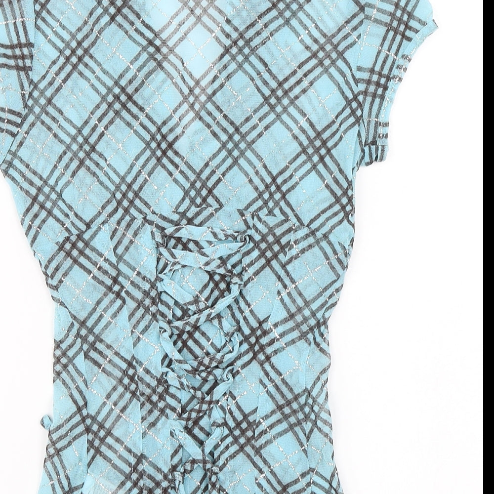 Jane Norman Womens Blue Check  Basic Button-Up Size 12
