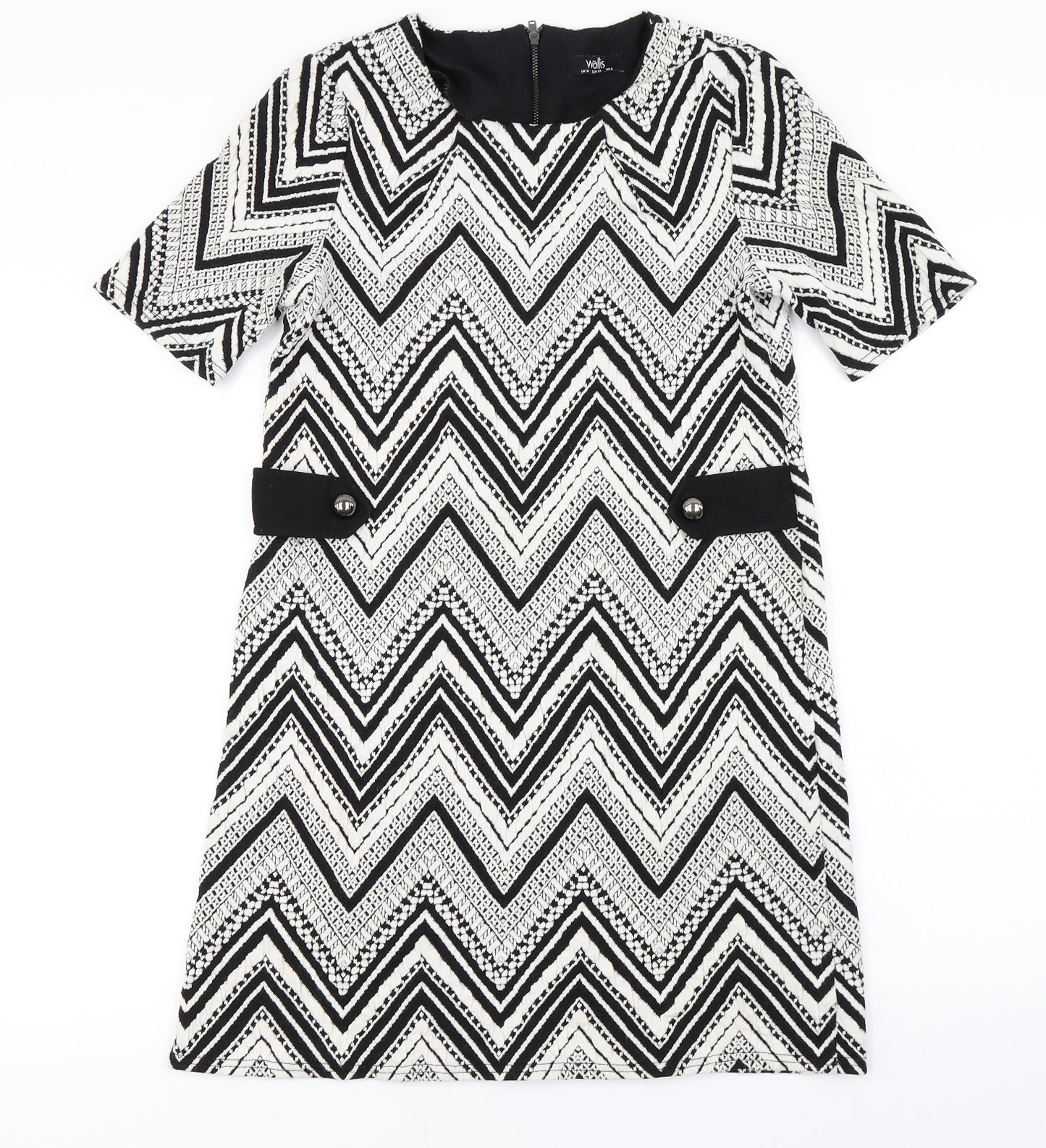 Wallis Womens White Geometric  A-Line  Size 12