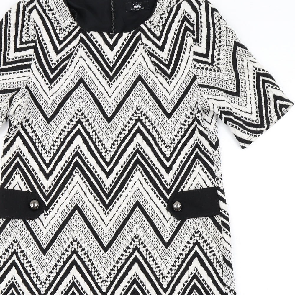 Wallis Womens White Geometric  A-Line  Size 12
