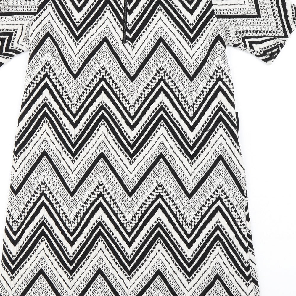 Wallis Womens White Geometric  A-Line  Size 12