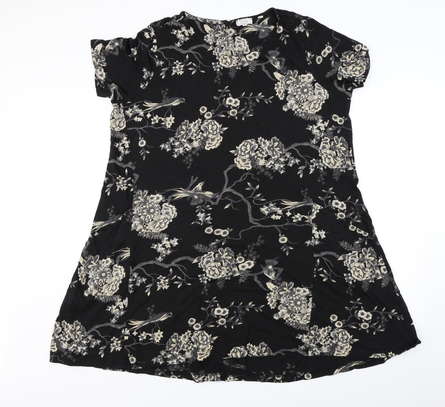 Fat Face Womens Black Floral  A-Line  Size 18