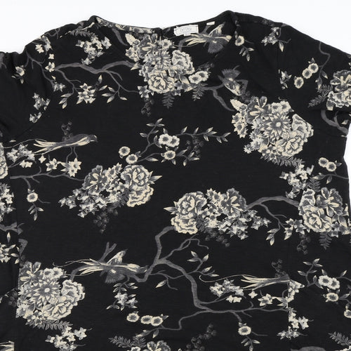Fat Face Womens Black Floral  A-Line  Size 18