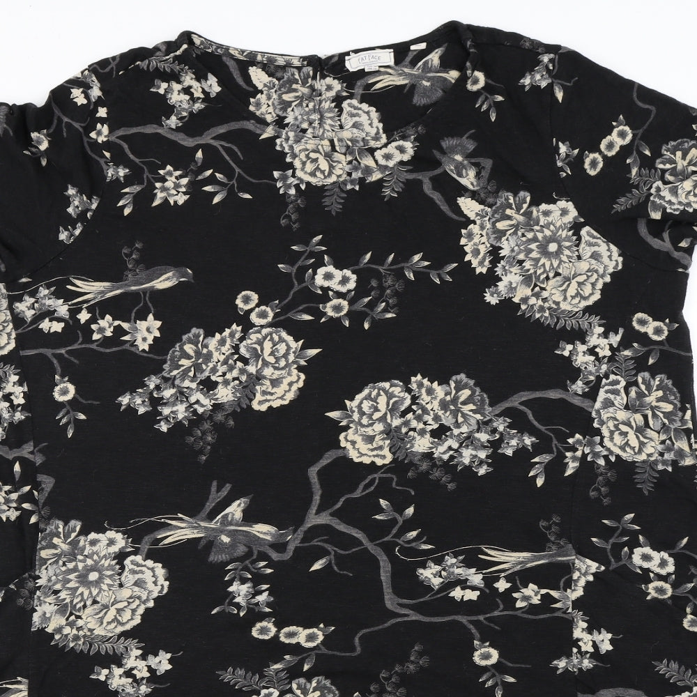 Fat Face Womens Black Floral  A-Line  Size 18