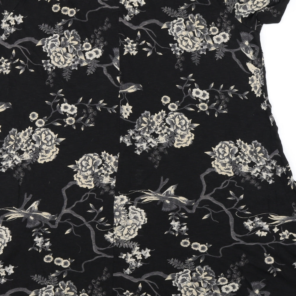 Fat Face Womens Black Floral  A-Line  Size 18