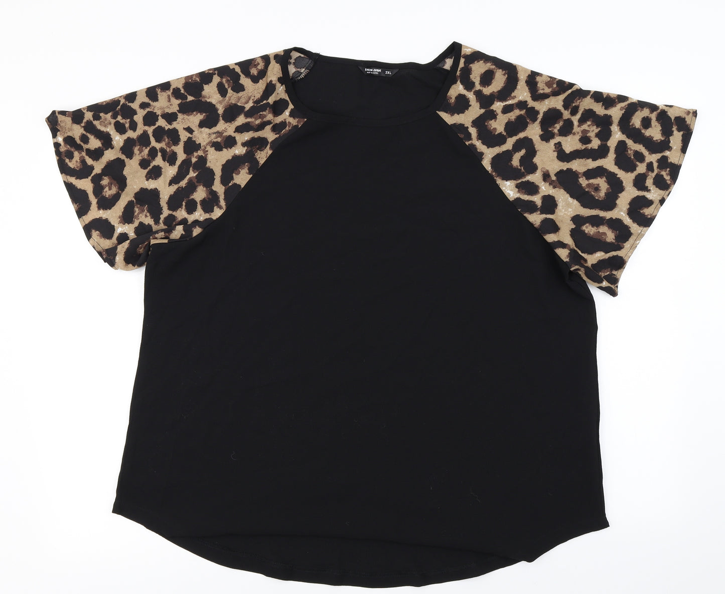 Shein   Womens Black Animal Print  Basic Blouse Size 2XL