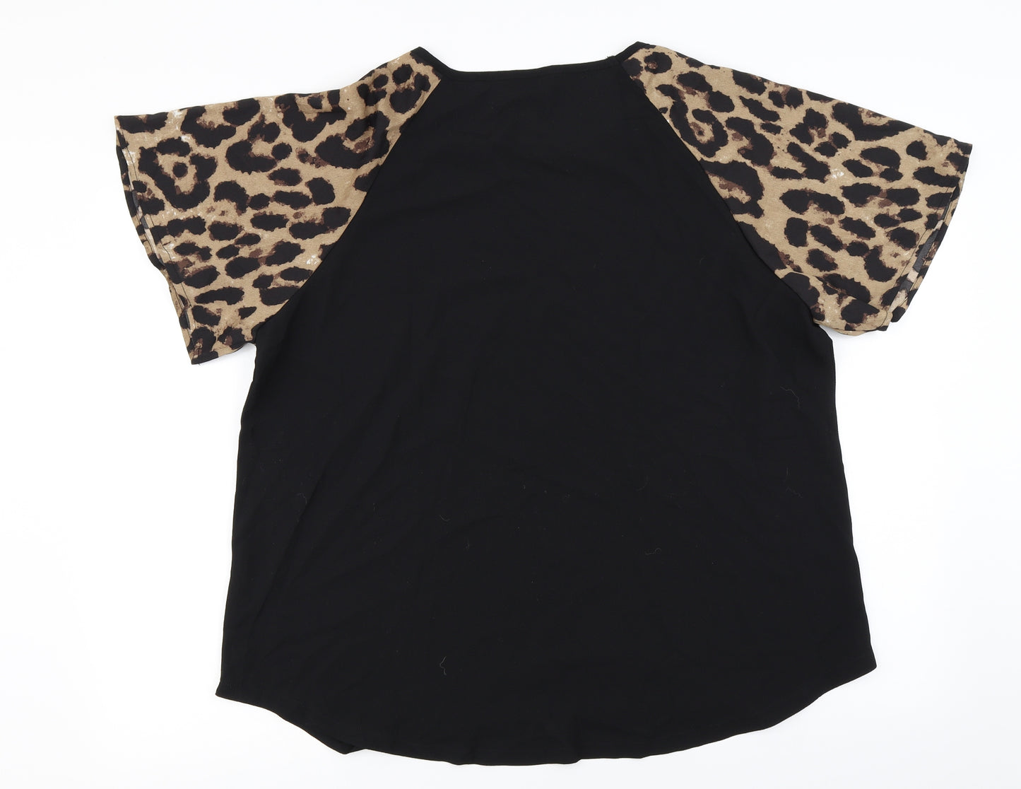 Shein   Womens Black Animal Print  Basic Blouse Size 2XL