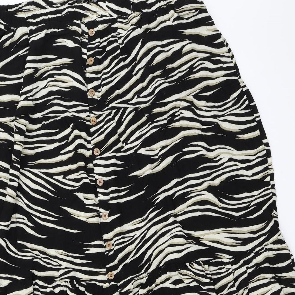 NEXT Womens Black Animal Print  A-Line Skirt Size 18