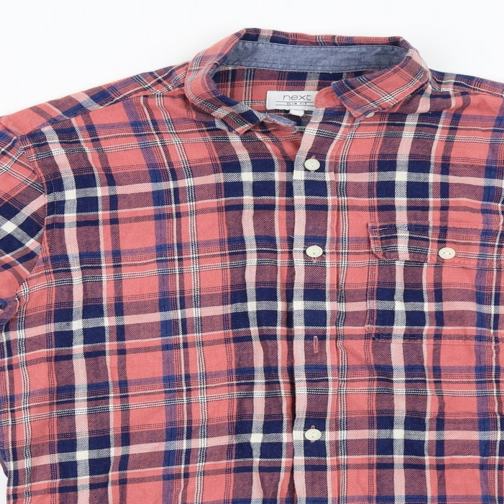 NEXT Mens Pink Check   Button-Up Size S