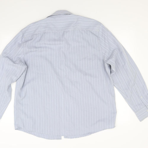 Preworn Mens Blue Striped   Button-Up Size L  - Soft touch