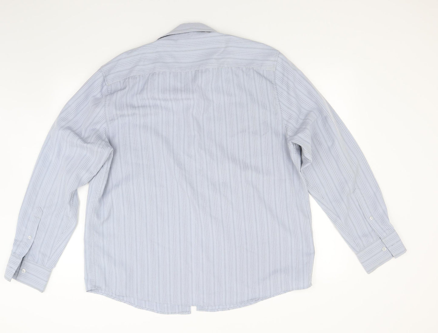 Preworn Mens Blue Striped   Button-Up Size L  - Soft touch
