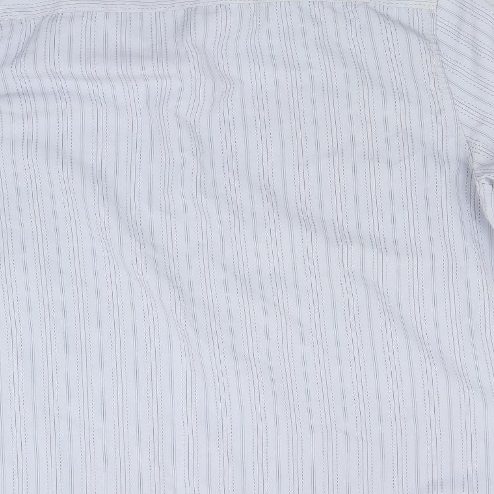 Preworn Mens Blue Striped   Button-Up Size L  - Soft touch