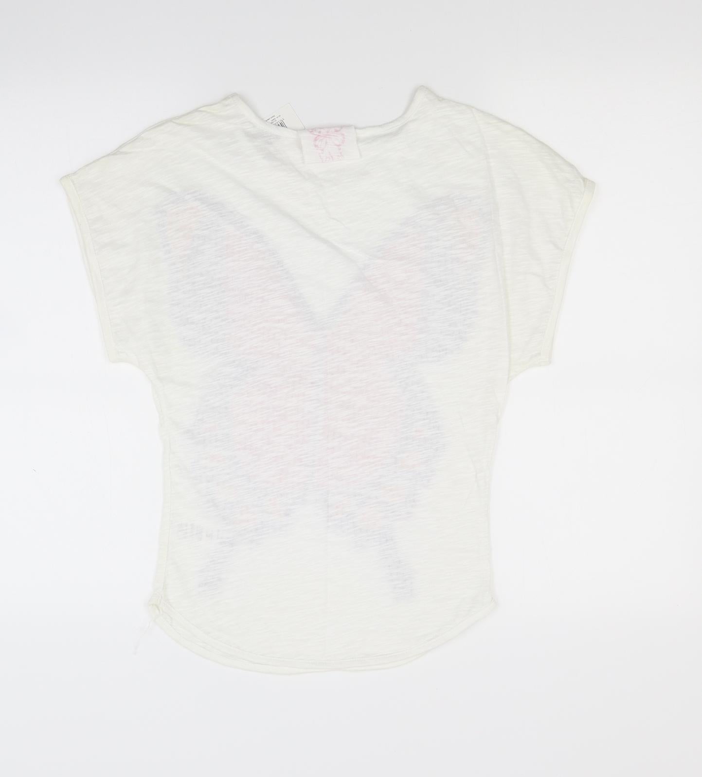 F&F Girls White   Basic Polo Size 11 Years  - Butterfly print