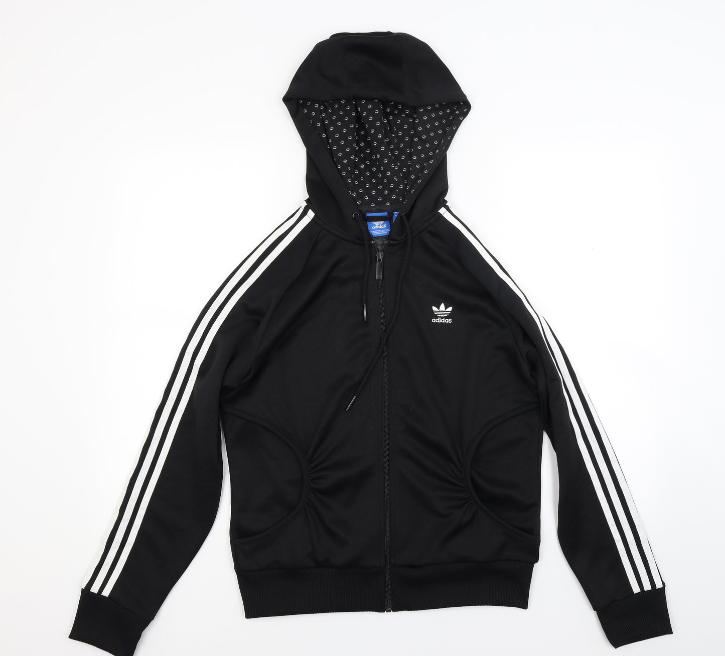 adidas Womens Black Striped  Full Zip Hoodie Size 14