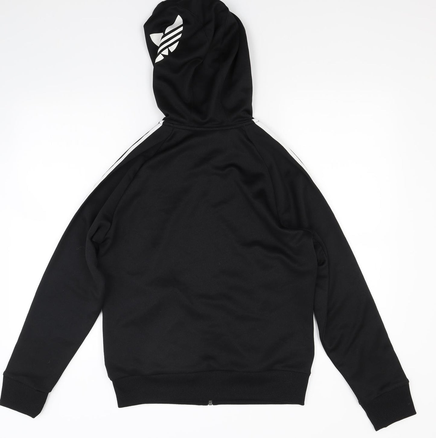 adidas Womens Black Striped  Full Zip Hoodie Size 14