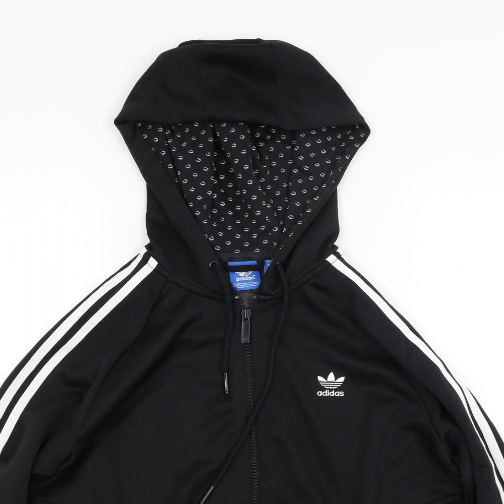 adidas Womens Black Striped  Full Zip Hoodie Size 14