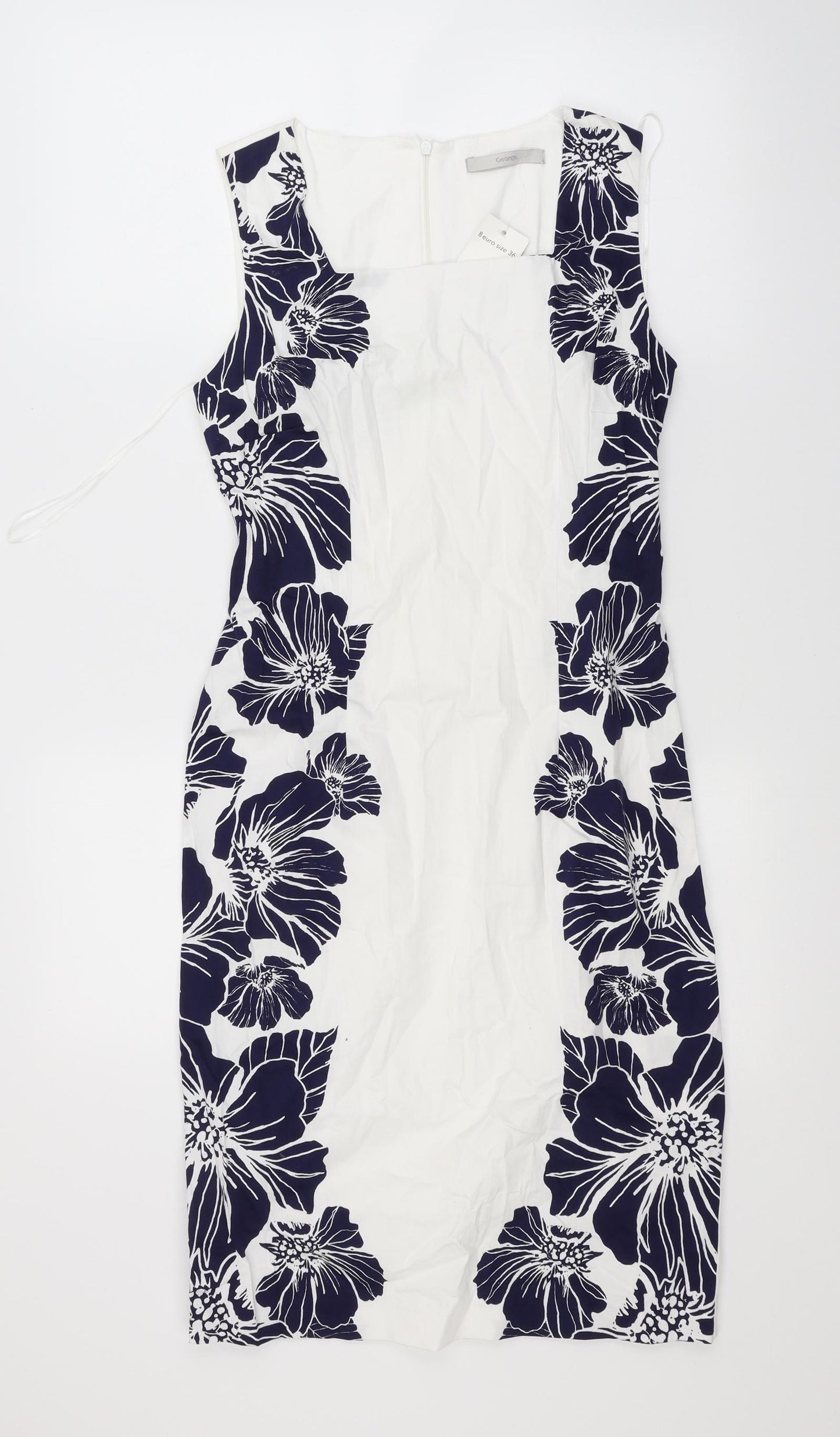 George Womens White Floral  Pencil Dress  Size 8